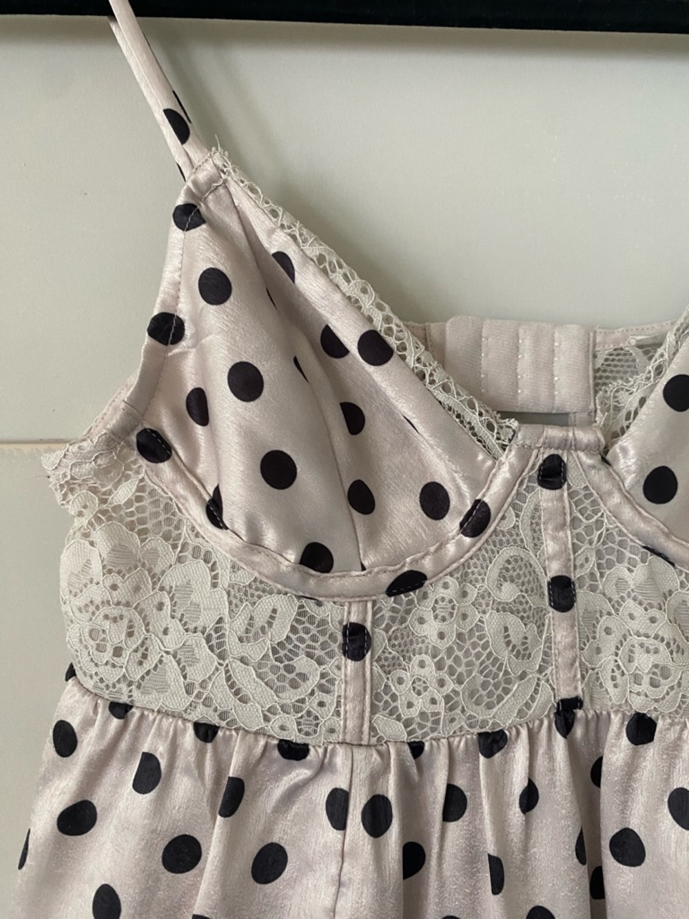 Free People Midnight Muse Mini Babydoll Lace Slip Polka Dot Coquette Boho Chic - Picture 4 of 11